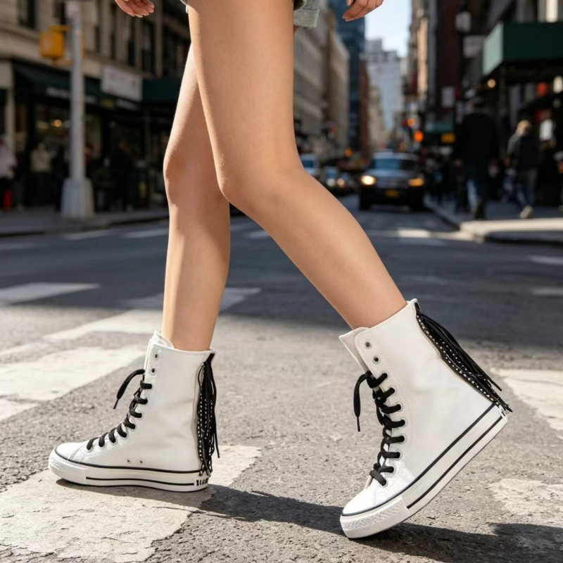 Sewing Front Zipper - Canvas Shoes Woman New Medium Tube