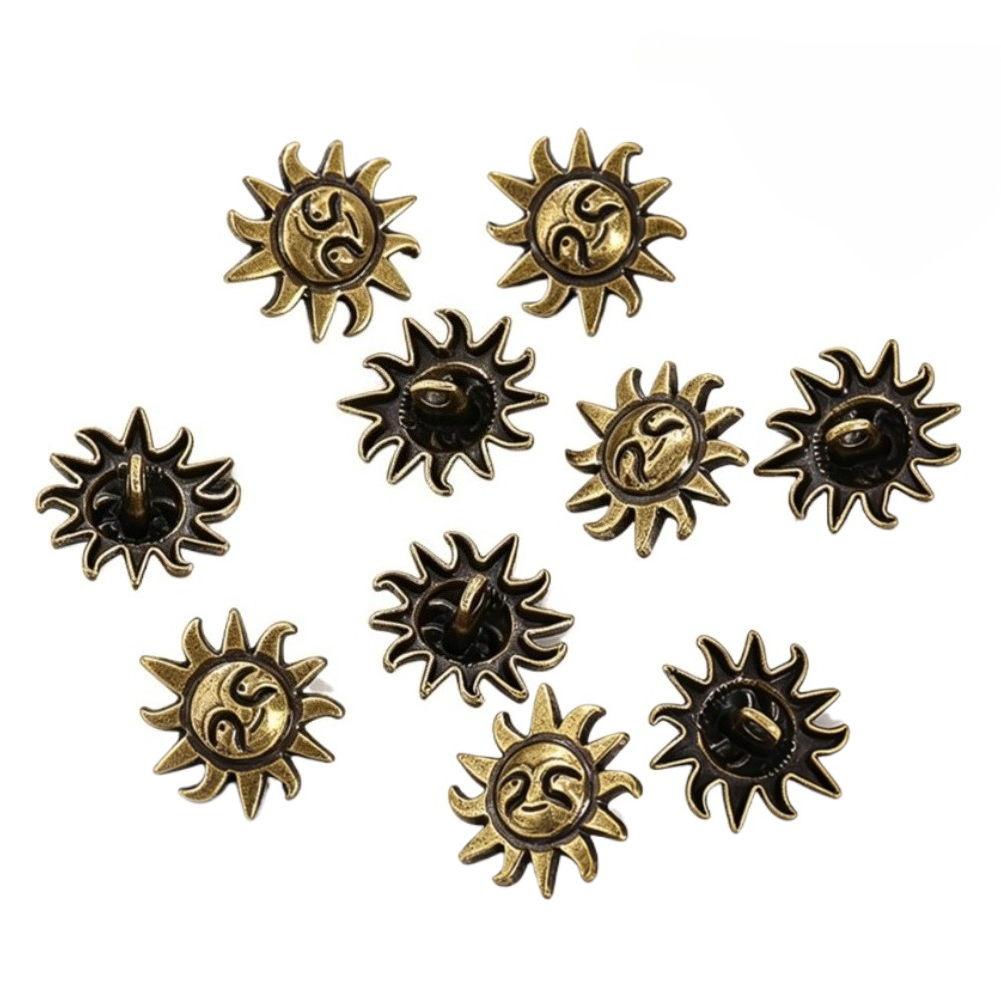 Button Hole Cutter - 10pcs Metal Celestial Sun Face Buttons