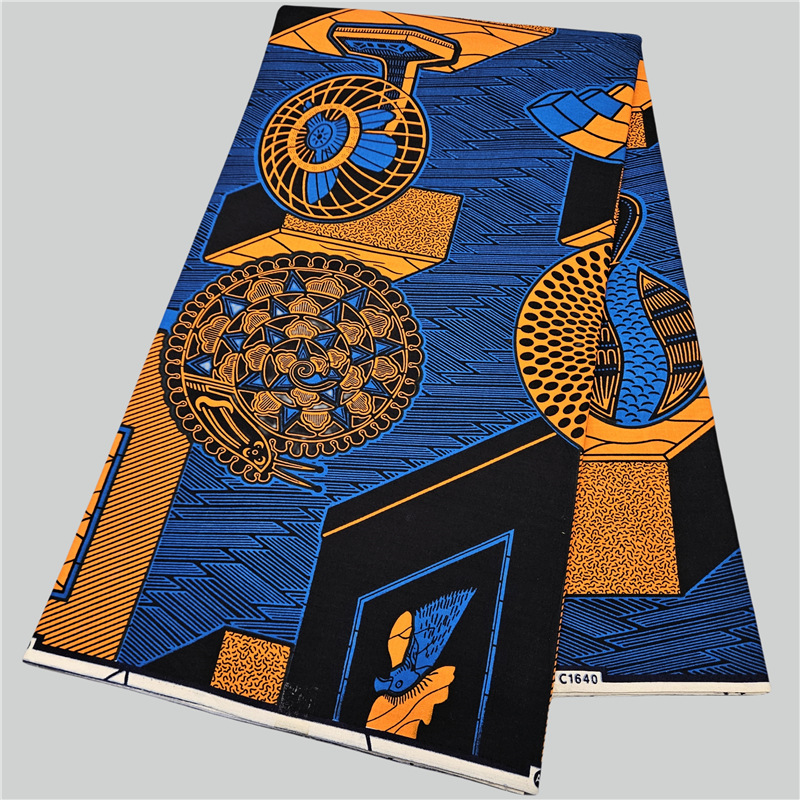 Sewing Batik - Abstract Printed Blue Cotton African Wax