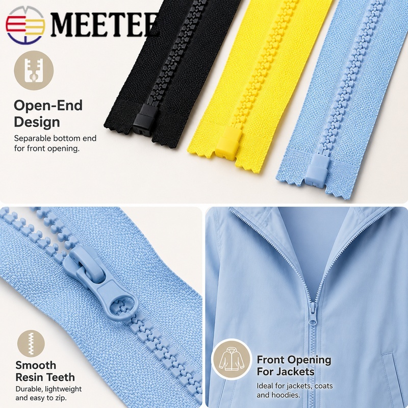 5Pcs 40-120cm 5# Resin Plastic - Sewing Front Zipper ulasan dan harga