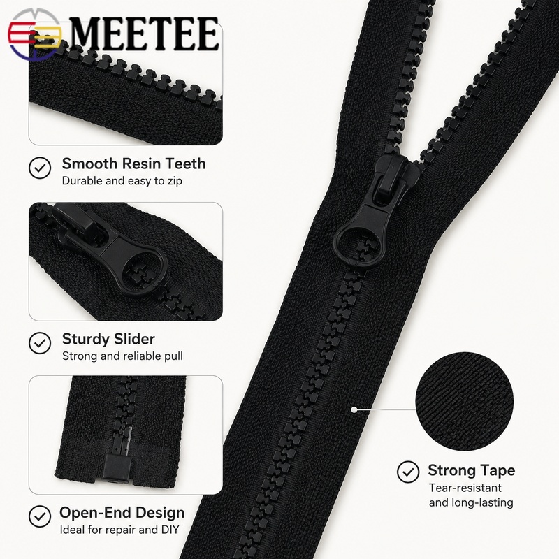 5Pcs 40-120cm 5# Resin Plastic - Sewing Front Zipper ulasan dan harga