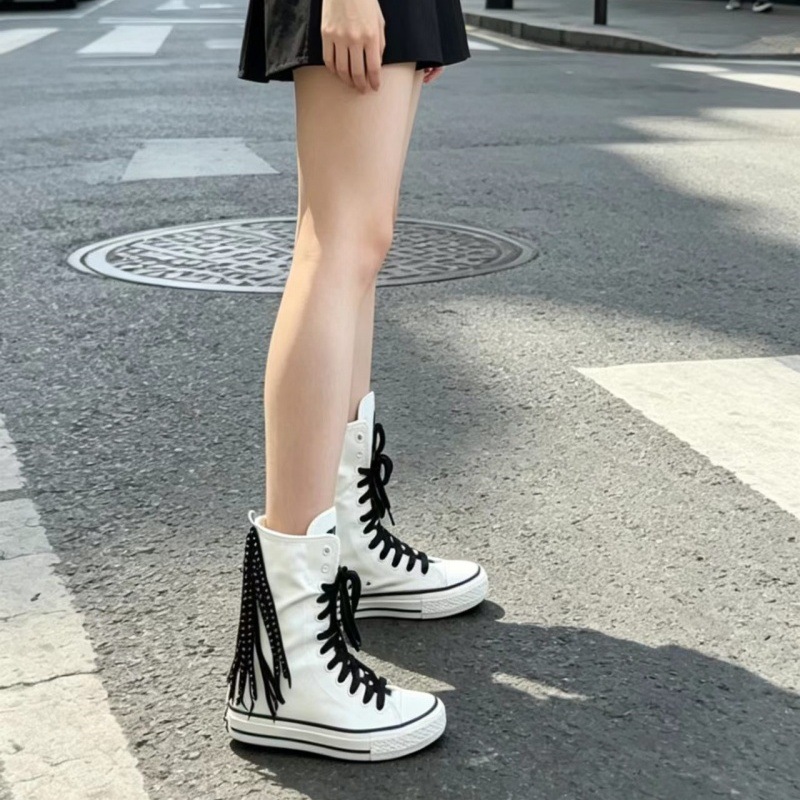 Canvas Shoes Woman New Medium  - Sewing Front Zipper ulasan dan harga