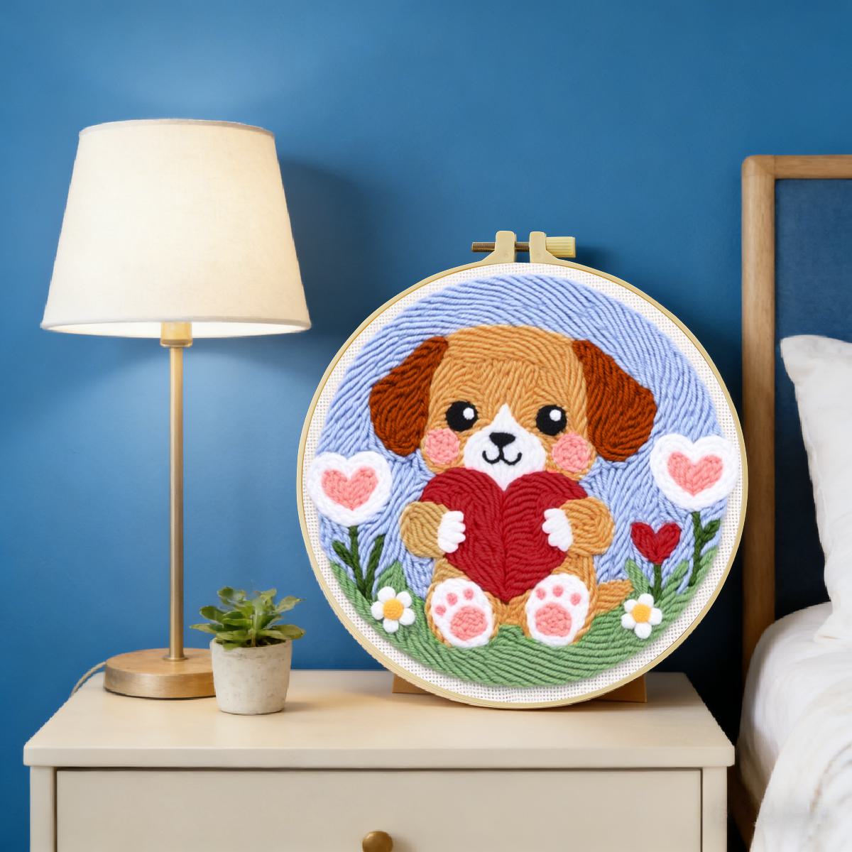 20X20CM/7.87inch Dog Punch Nee - Is Sewing Textile Art ulasan dan harga