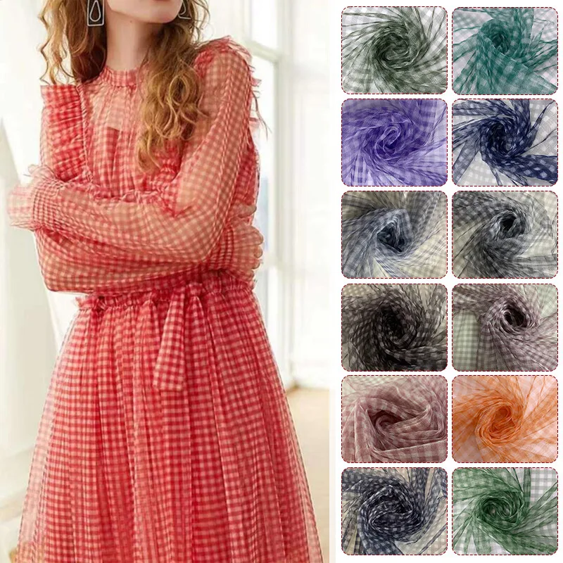 90x150cm Check Mesh Fabric Tra - Sewing Batik ulasan dan harga