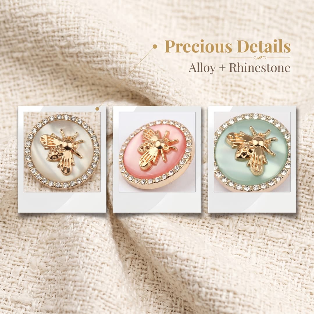 10Pcs Rhinestone Bee Metal Dec - Button Hole Cutter ulasan dan harga