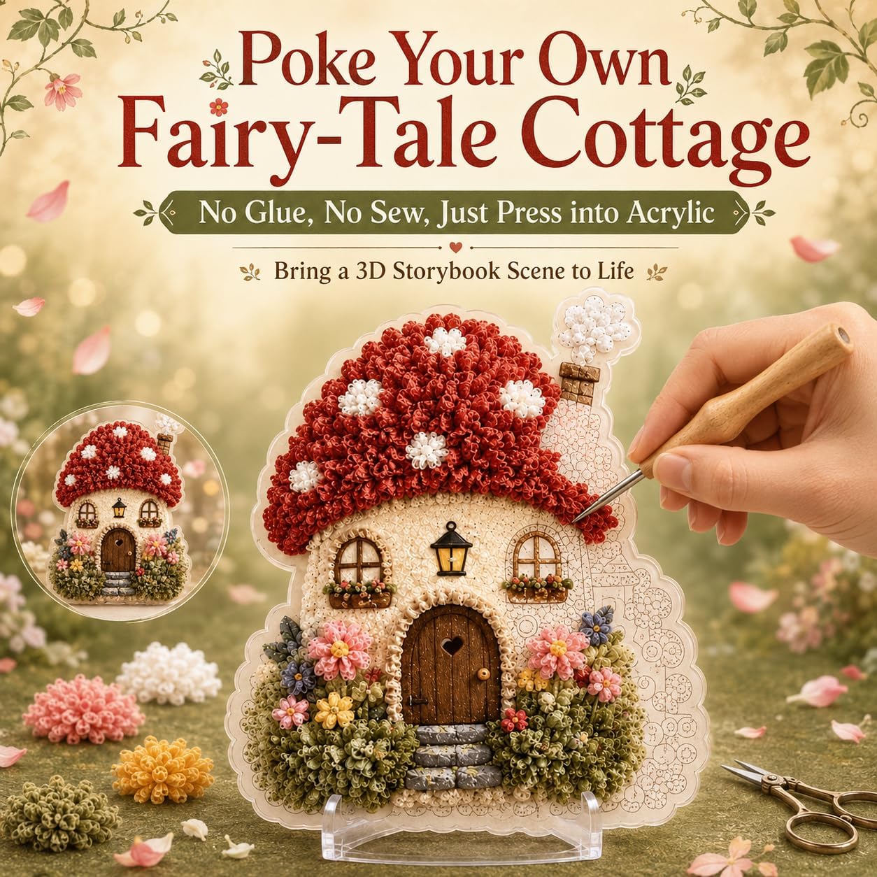 DIY 3D Fabric Poke Art Kit Whi - Is Sewing Textile Art ulasan dan harga