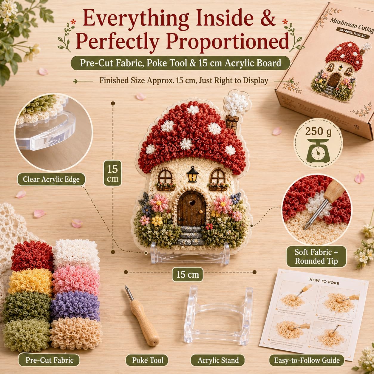 DIY 3D Fabric Poke Art Kit Whi - Is Sewing Textile Art ulasan dan harga