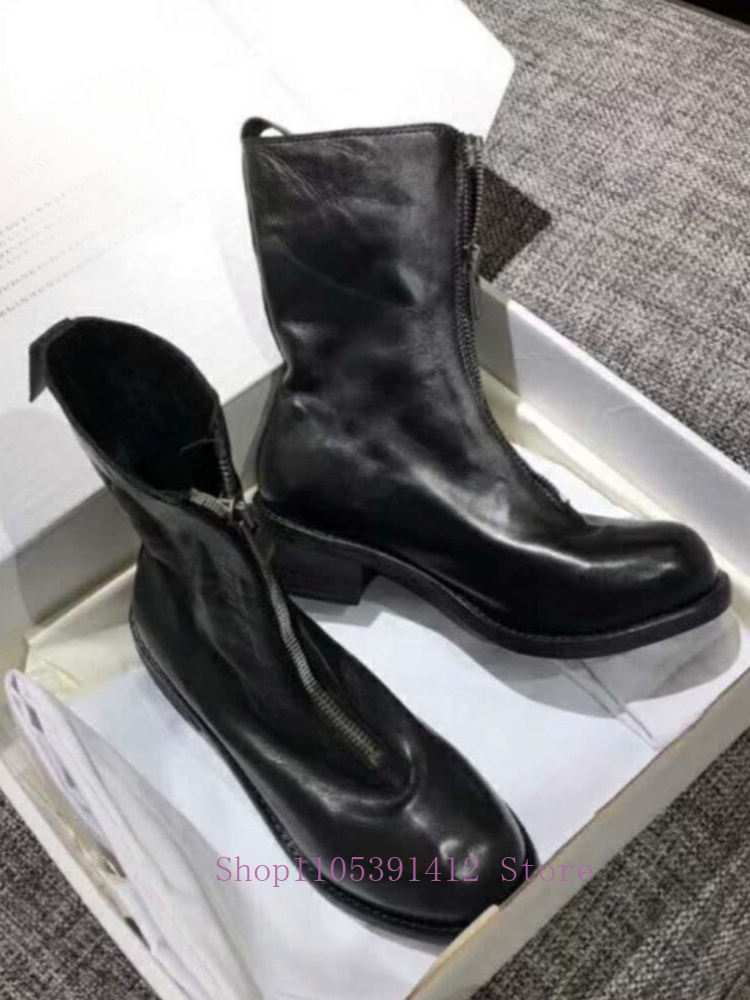 Luxury Men Shoes Genuine Leath - Sewing Front Zipper ulasan dan harga