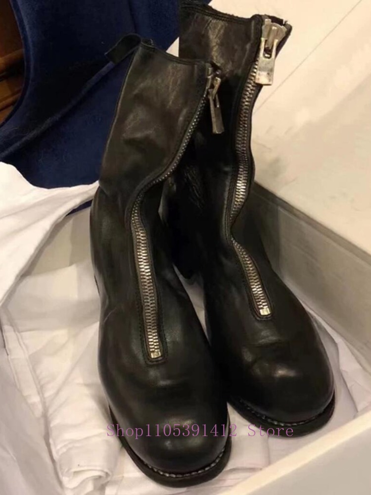 Luxury Men Shoes Genuine Leath - Sewing Front Zipper ulasan dan harga