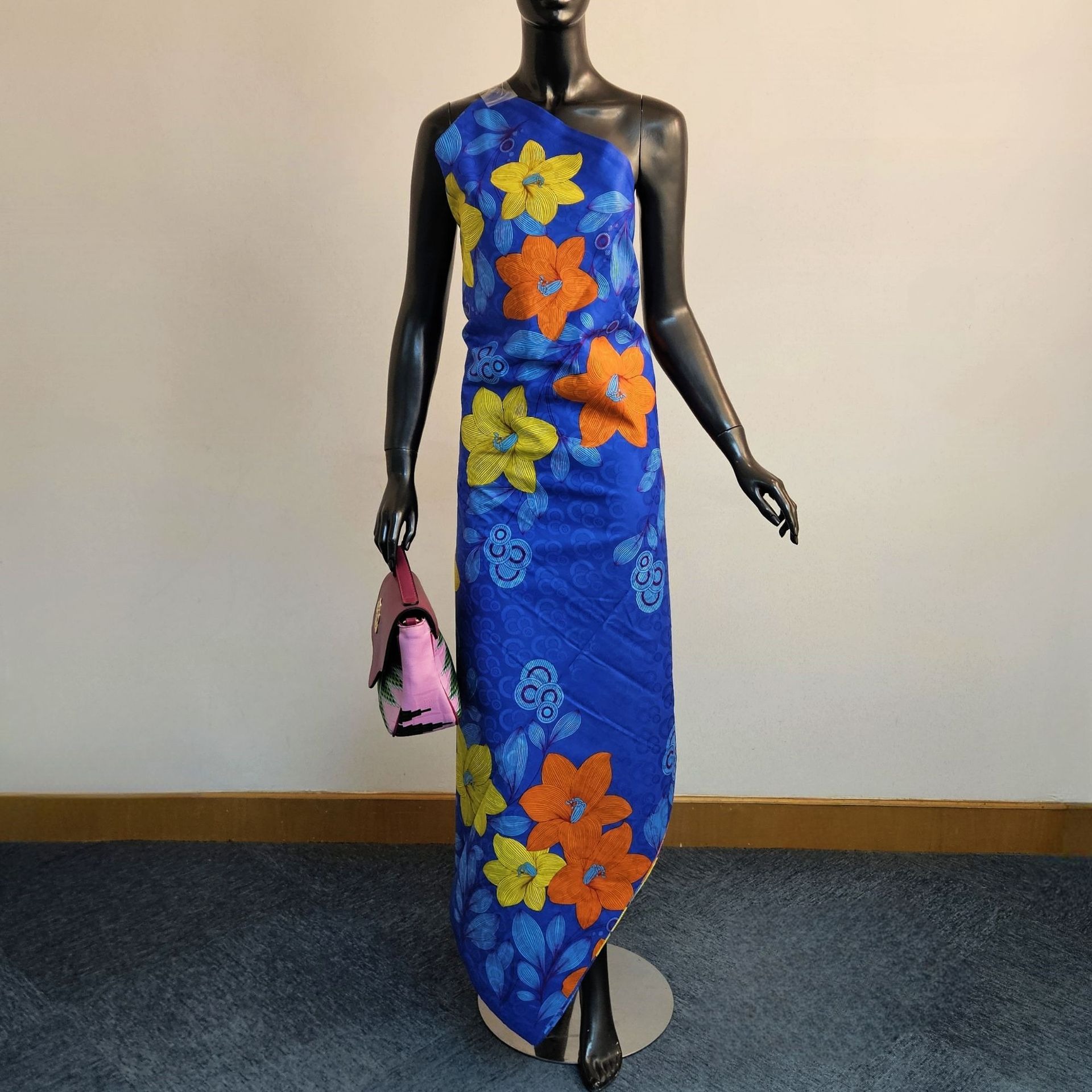 Floral Printed on Purple Blue  - Sewing Batik ulasan dan harga