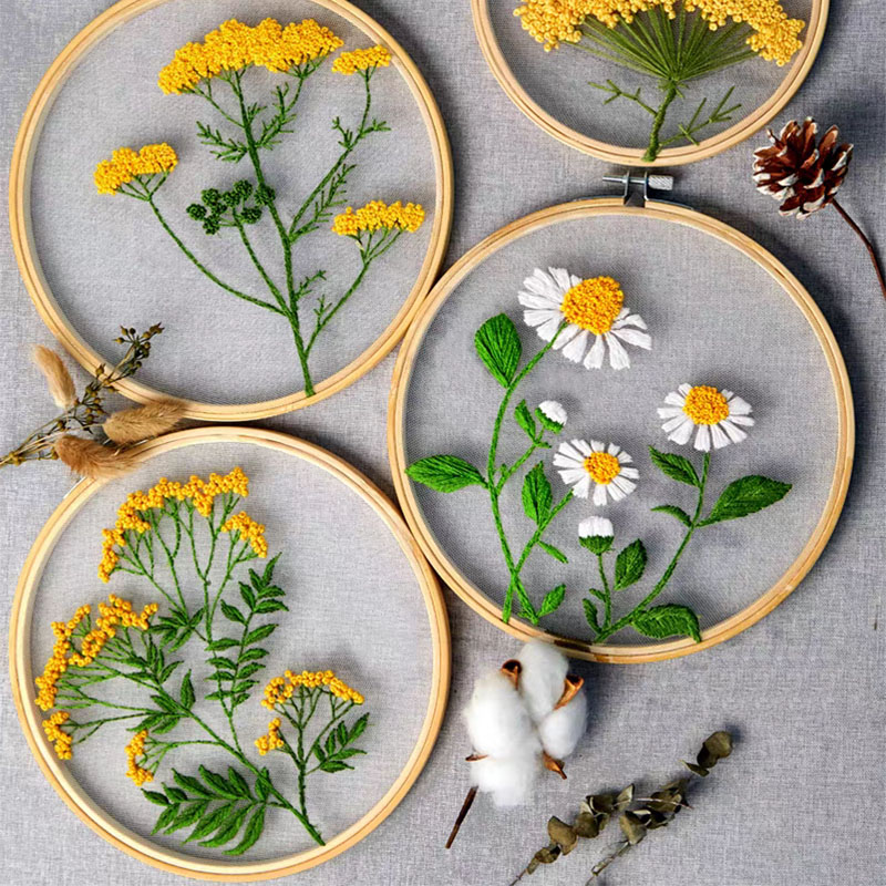 DIY Embroidery Set White Flowe - Textile Sewing Patterns ulasan dan harga