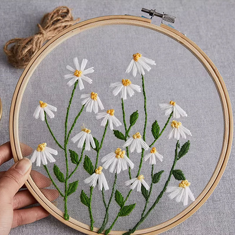 DIY Embroidery Set White Flowe - Textile Sewing Patterns ulasan dan harga