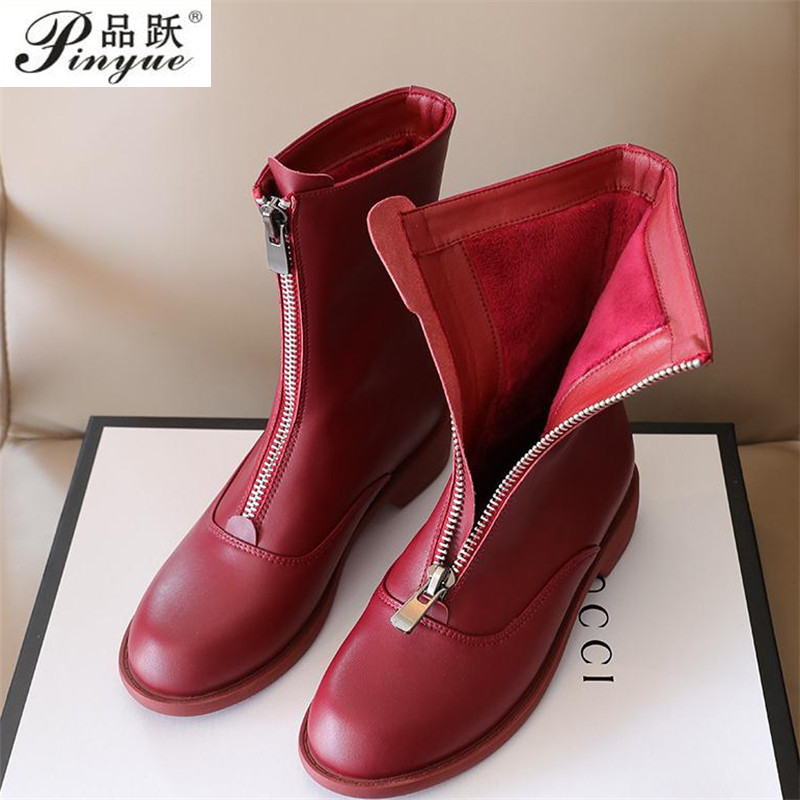 3cm Genuine Leather Trend Fron - Sewing Front Zipper ulasan dan harga