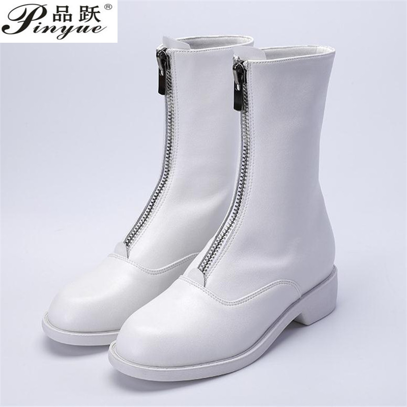 3cm Genuine Leather Trend Fron - Sewing Front Zipper ulasan dan harga