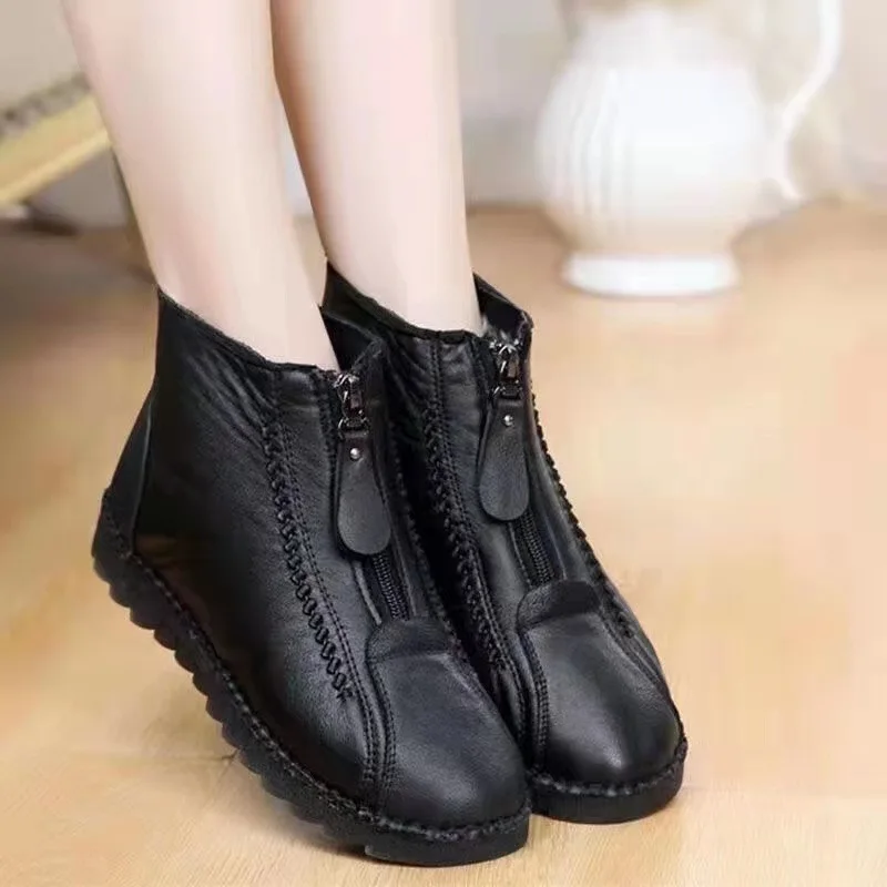 Winter Women Ankle Boots Fashi - Sewing Front Zipper ulasan dan harga