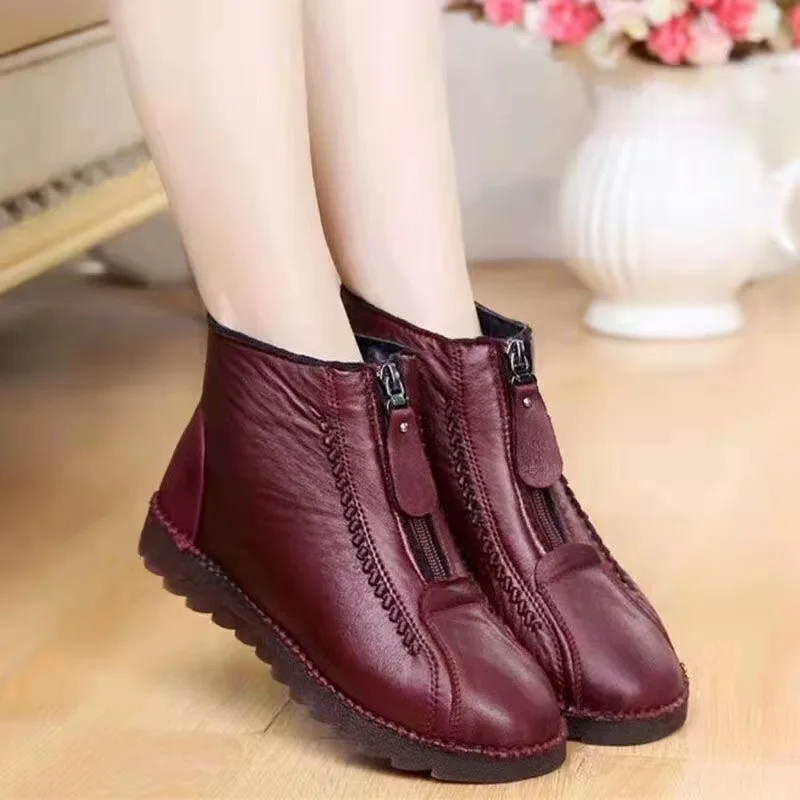 Winter Women Ankle Boots Fashi - Sewing Front Zipper ulasan dan harga