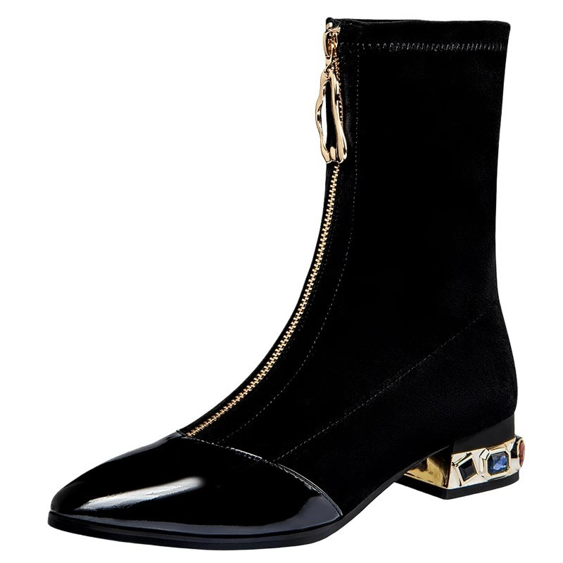 Women Shiny Sequin Ankle Boots - Sewing Front Zipper ulasan dan harga