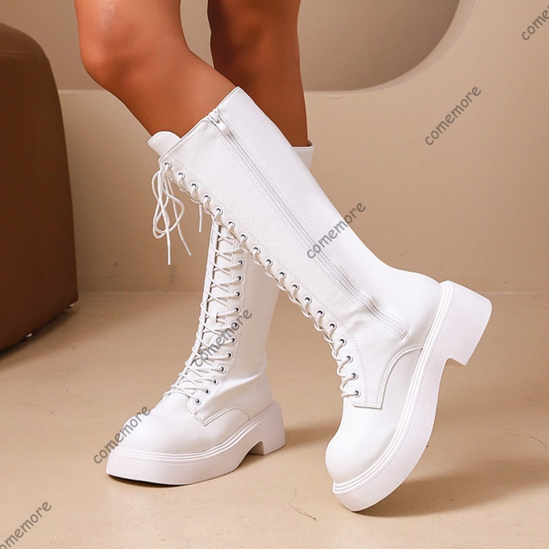 Women Vintage Knee High Platfo - Sewing Front Zipper ulasan dan harga