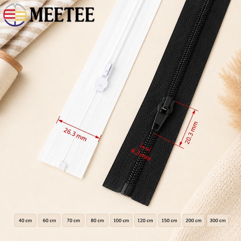 5/10Pcs 40-300cm 3# Nylon Zipp - Sewing Front Zipper ulasan dan harga